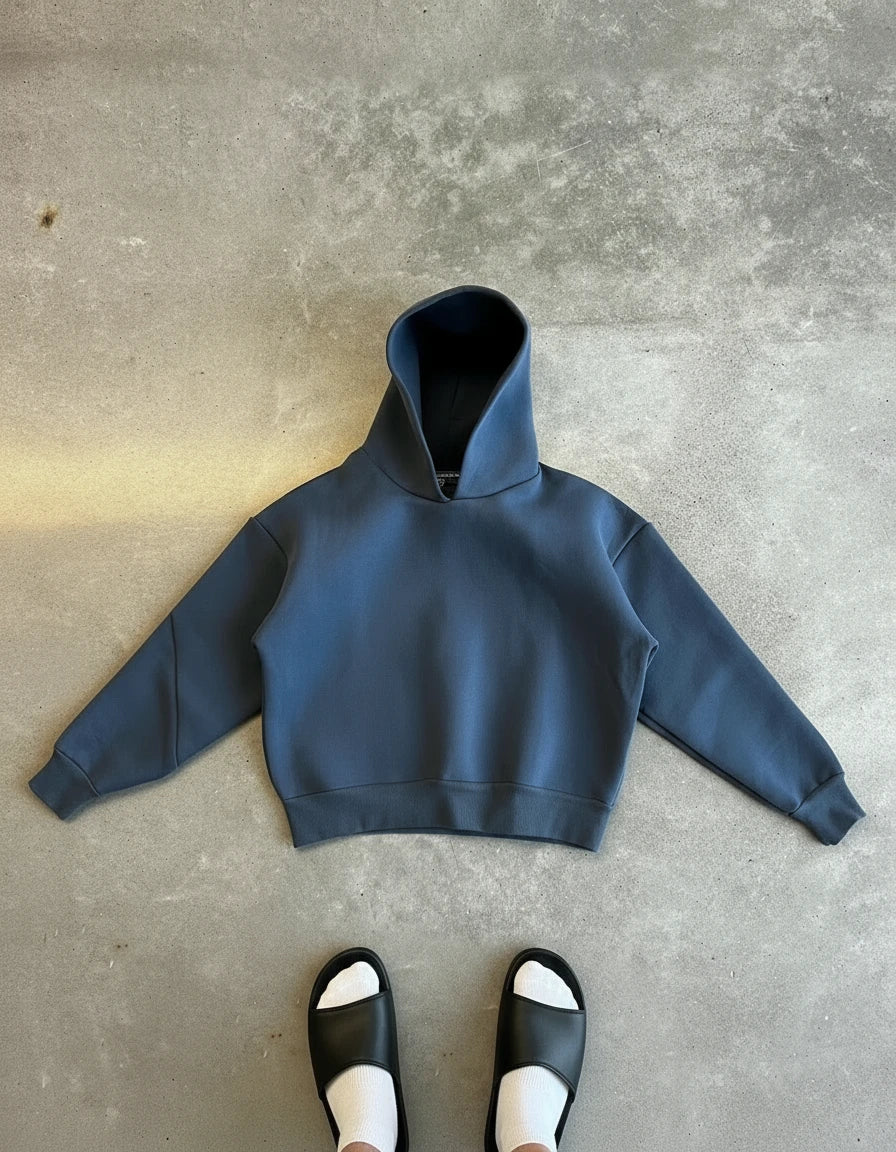 TOPSHOW Custom Brand Logo 500Gsm 600Gsm Men'S Fleece Hoodie Heavyweight Cotton Thick Blank Oversized Boxy Fit Cropped Hoodies