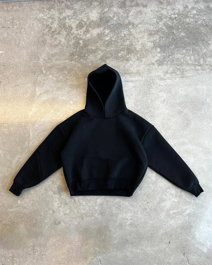 TOPSHOW Custom Brand Logo 500Gsm 600Gsm Men'S Fleece Hoodie Heavyweight Cotton Thick Blank Oversized Boxy Fit Cropped Hoodies