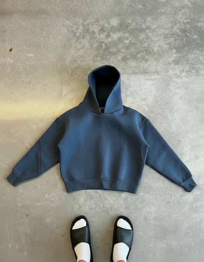TOPSHOW Custom Brand Logo 500Gsm 600Gsm Men'S Fleece Hoodie Heavyweight Cotton Thick Blank Oversized Boxy Fit Cropped Hoodies